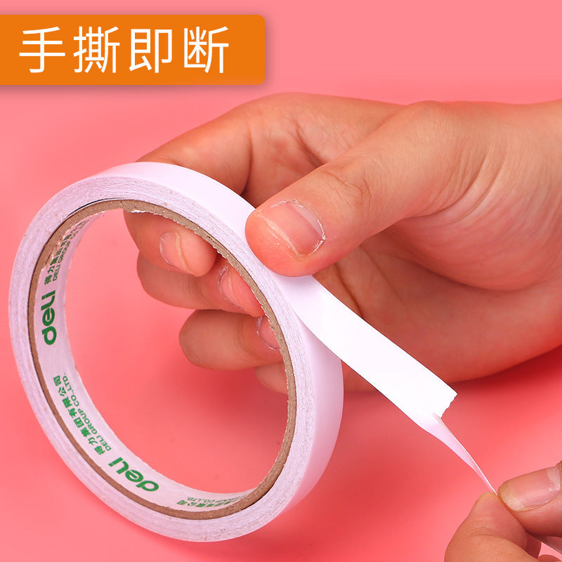 Deli Double Sided Tape 9/12/18/24mm High Viscosity Student Cotton Paper Tape Manual Double Sided Tape Wholesale