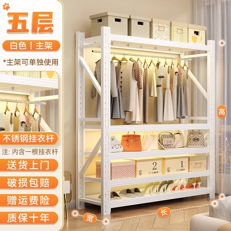 For homeshelves wardrobe bedroom simple assembly coat rack open floor standing hole board angle steel clothes rack storage rack