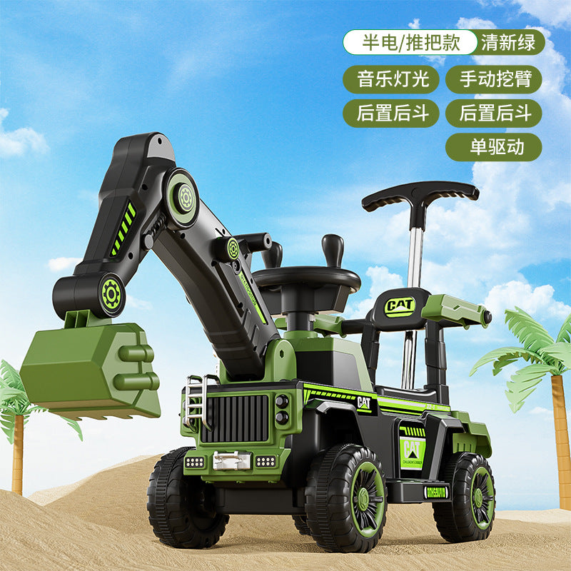 New children's excavator electric seated four-wheeled car large toy excavator baby remote control excavator