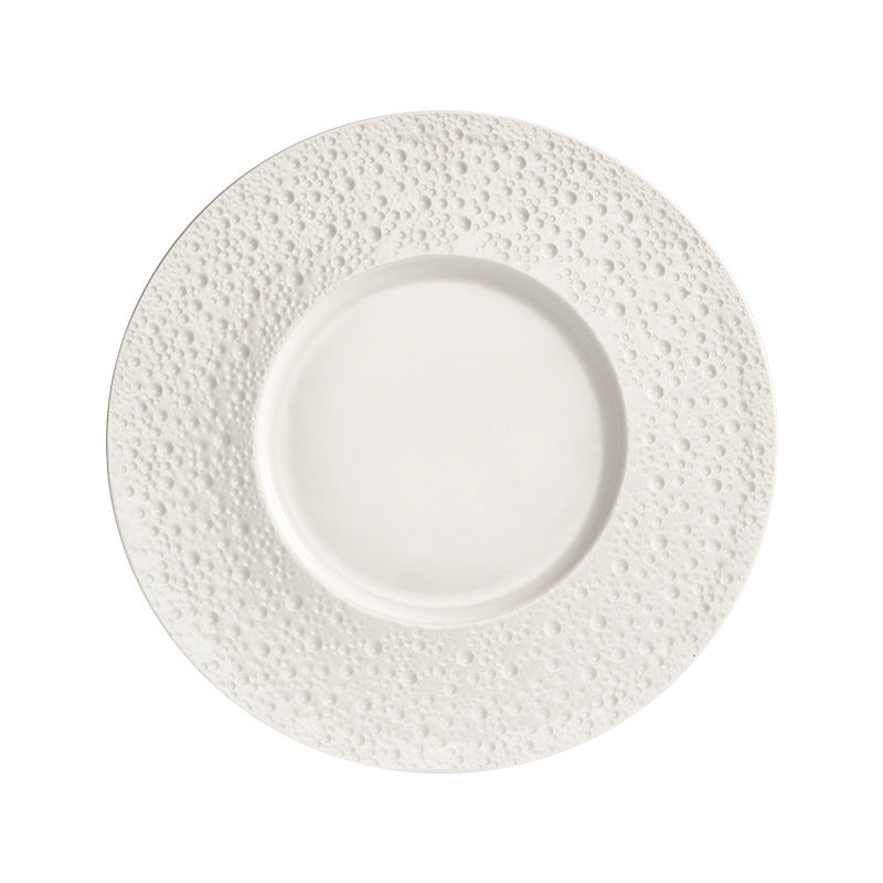 Ceramic western dinner plate - creative mars crater steak plate - instagrammable high-end creative table setting - european style flat plate - dessert presentation