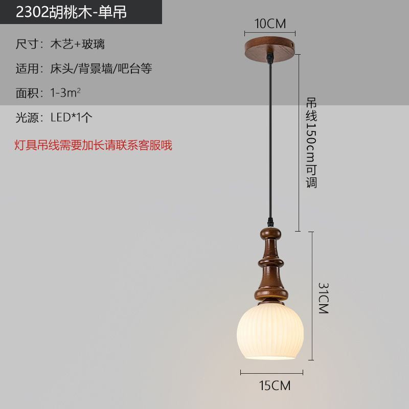 Medieval style lamps bedroom bedside small chandelier bedside table retro restaurant aisle new chinoiserie single head long hanging lamp