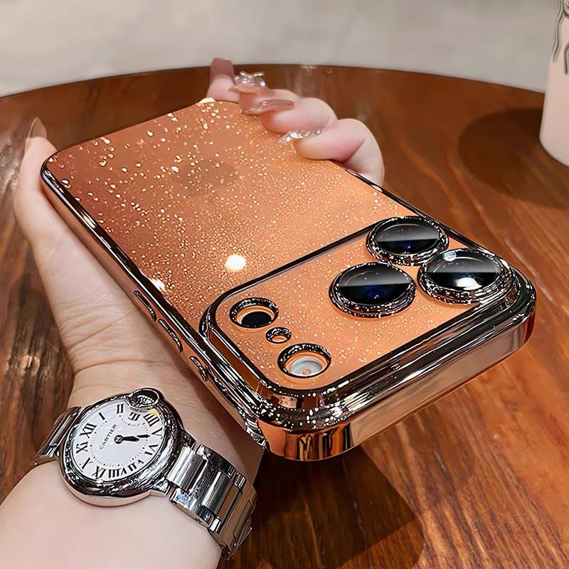 Electroplated pc starry sky glitter suitable for iphone17promax mobile phone case apple 16/15 lens film protective cover