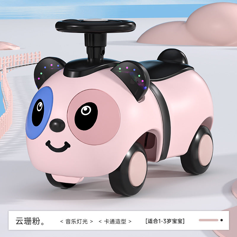 New children's panda yo-yo car baby four-wheel scooter 1-5 years old children's toy car twist car peanut car