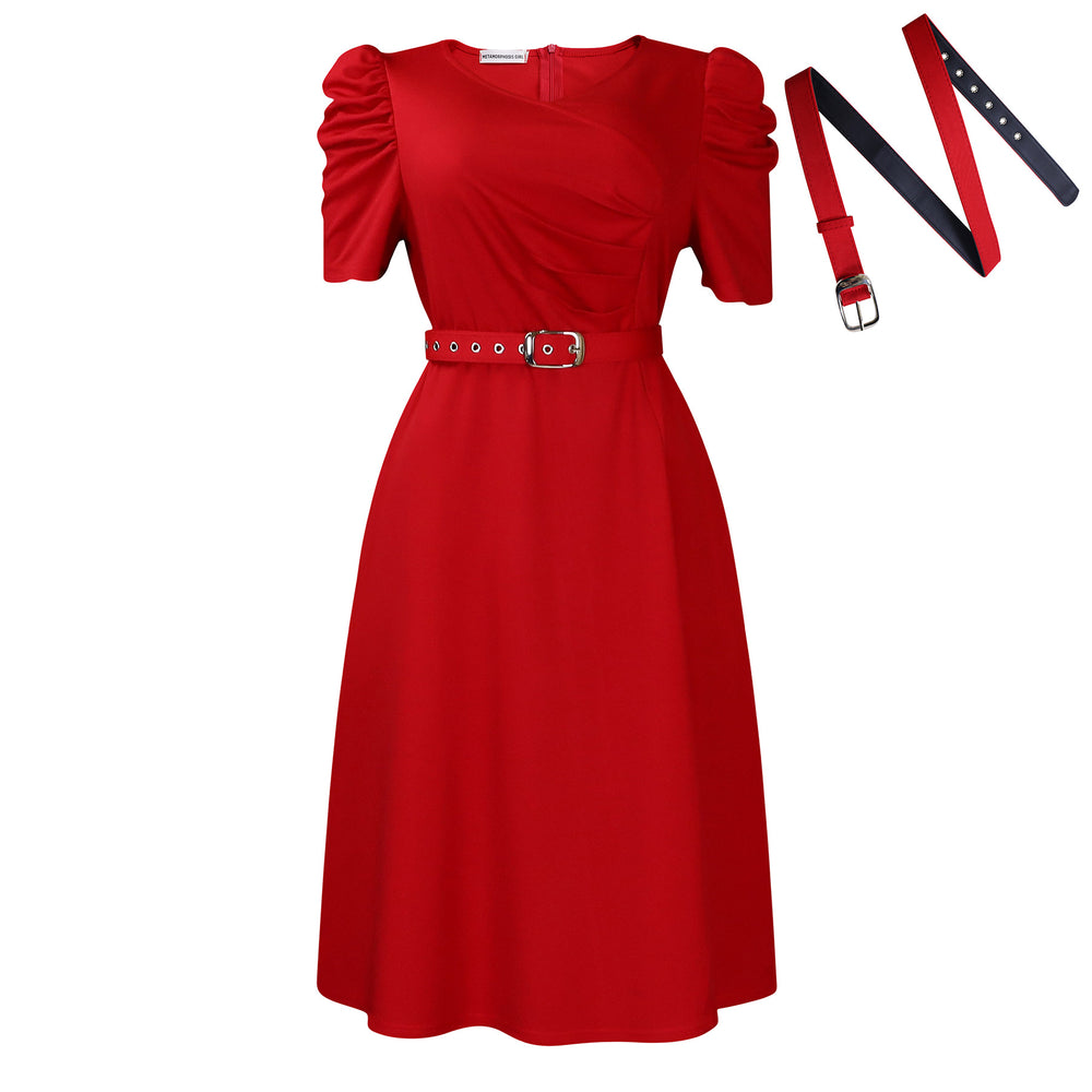 D490  foreign trade women's summer new fashion elegant v-neck pleated swing dress