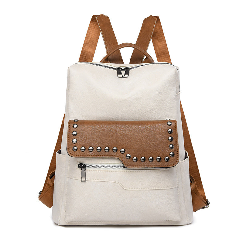 Bag Women's 2025 New Retro Versatile Backpack Women's Soft Leather College Student Backpack Premium Sense Going Out Backpack