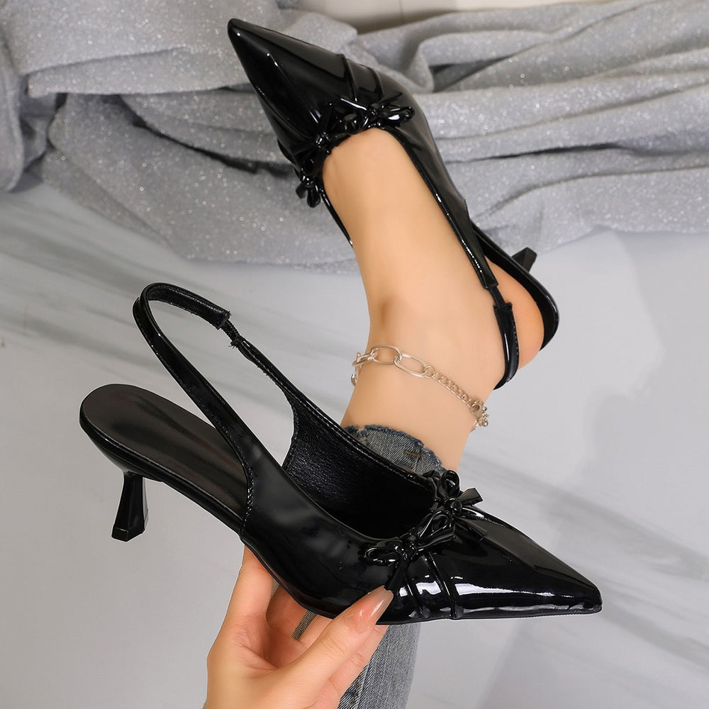 2026 spring new pointed-toe bow-tie peep-toe stiletto heels - direct from the manufacturer, export quality women's shoes for cross-border e-commerce