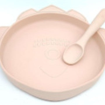 Cross-border silicone tableware set Rocket pattern Fun shape Grid plate Eating training Supplementary food Baby tableware