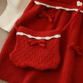 Girls' knitted bowknot dress - new  collection - baby faux two-piece princess dress - autumn/winter girls' dress