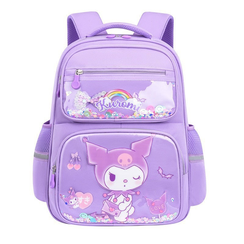 cartoon school backpack for elementary school students, grades 1-6 - quicksand cute girl kuromi fun backpack