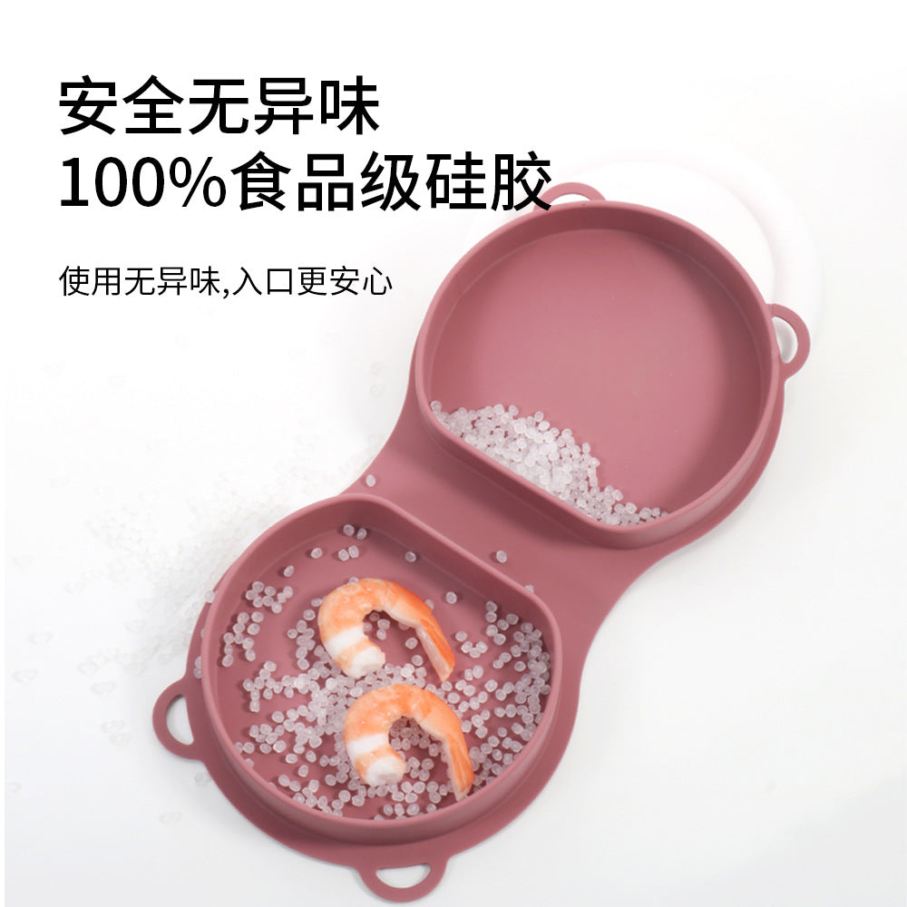 New Food Grade Silicone Toddler Plate Fork and Spoon Set Travel Silicone Baby Feeding Folding Lunch Box Set