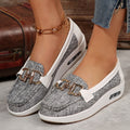 plus sizespring2026new arrivalthick sole round toe metal buckle low-top shoes fashioncasualplus size bean shoes