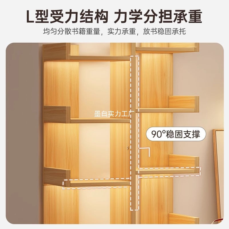 Simple small bookshelf, floor-to-ceiling shelf, integrated wall storage rack, living room office display rack, table side storage narrow cabinet