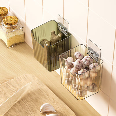 Kitchen onion, ginger and garlic storage rack for home storage box handy gadget punch-free wall-mounted vegetable basket ginger and garlic storage basket