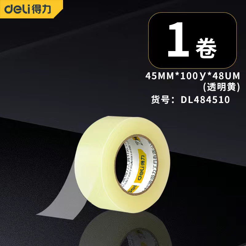 Deli high viscosity scotch tape Internet celebrity express adhesive paper 45-60 wide and long 91 meters transparent glue whole box