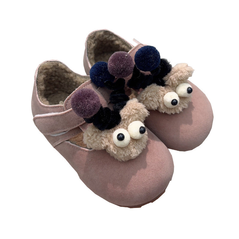Children's versatile Doudou shoes 2024 autumn and winter Korean version of boys' velvet cotton shoes girls' cute warm Birkenstocks