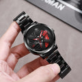 New hollow-out creative tech men's steel band watch with rotating bezel - quartz watch for cross-border e-commerce