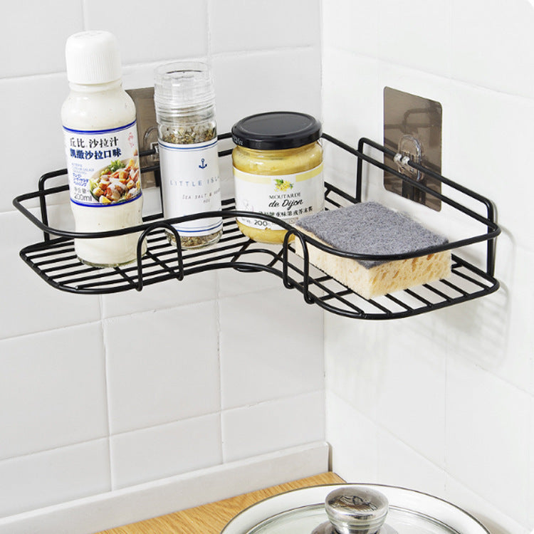 Bathroom rack corner bathroom corner rack toilet wall hanging wrought iron storage rack kitchen non-punching tripod