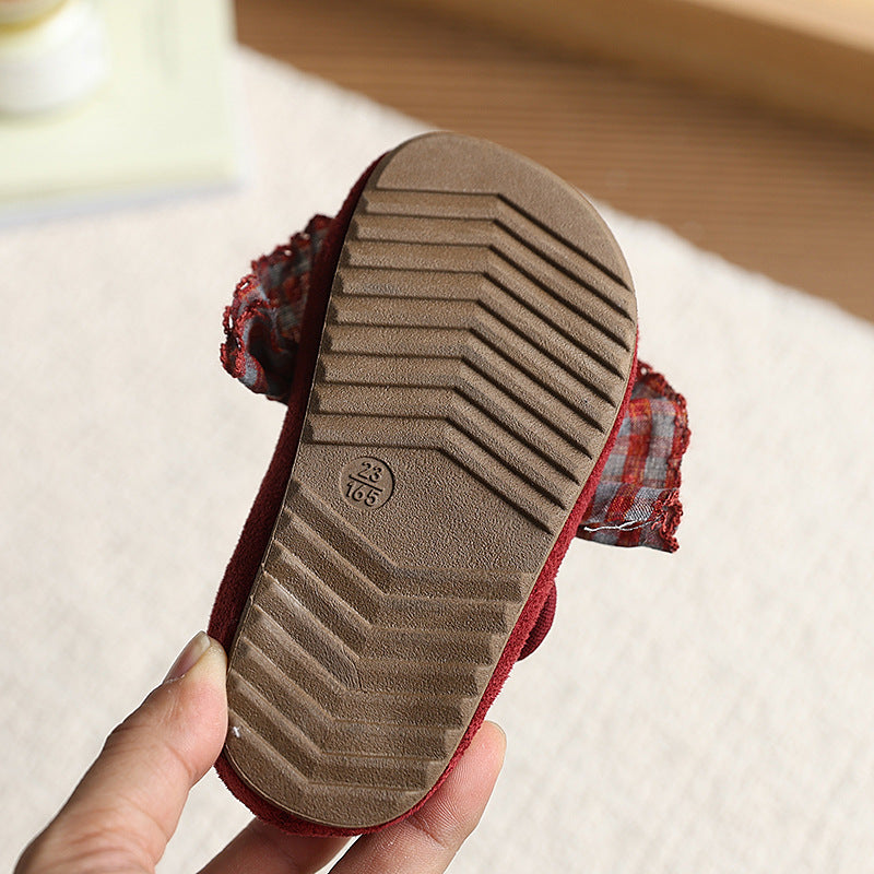 Insfrench small leather shoes  spring autumnew arrivalk-stylegirllace princess shoes soft bottom beanie shoes