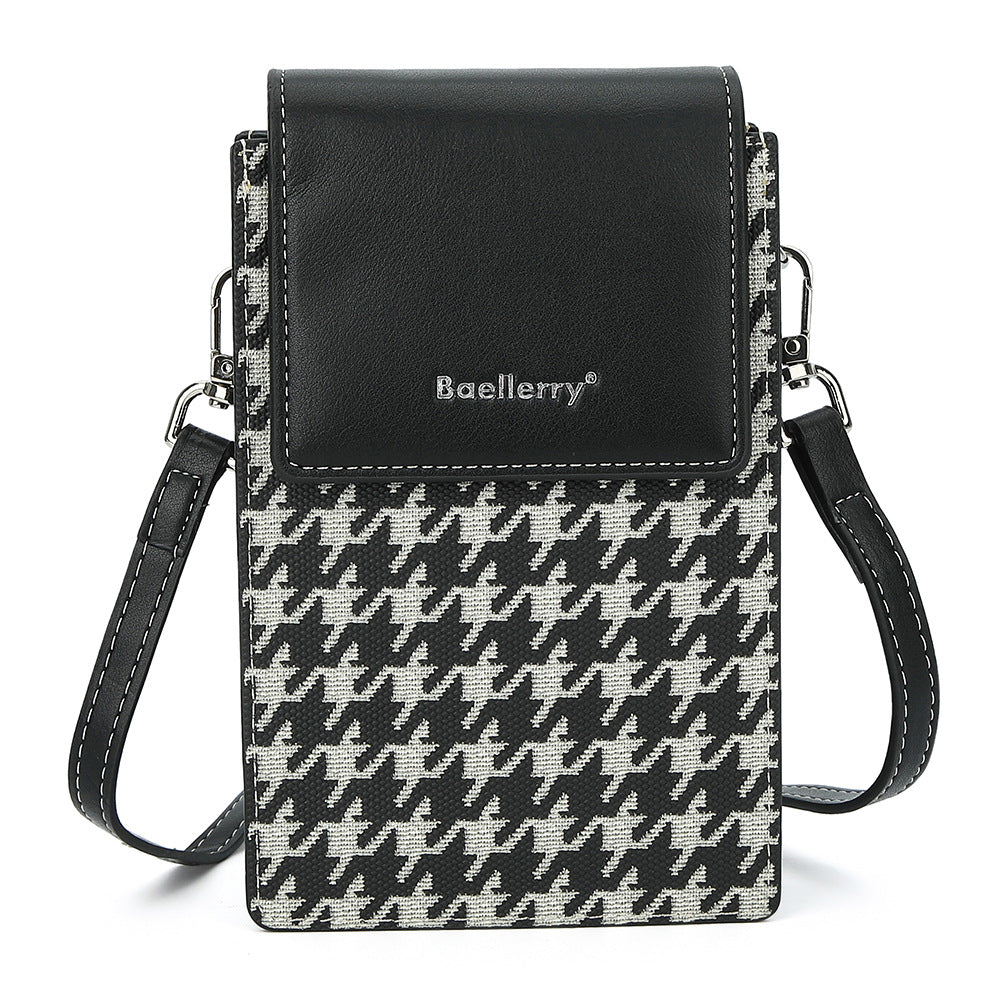 Baellerry summer new model back multi-card mobile phone bag female vertical magnetic buckle shoulder bag thousand bird grid wallet female