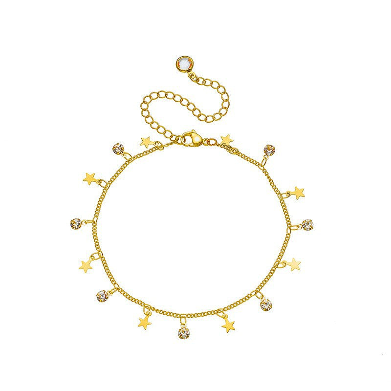 Hot-selling, trendy star and rhinestone gold-plated bracelet for women – perfect for aliexpress, amazon, and other cross-border e-commerce platforms