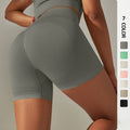 fashion seamless knitting peach hip lifting and abdominal high waistpure color yoga pants sports running fitness three-quarter pants