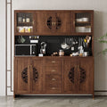 New chinoiserie solid wood sideboard all-in-one wall-mounted tea cabinet kitchen dining room living room wine cabinet solid wood storage cabinet