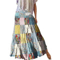 2025 european and american amazon cross-border printed patchwork women's fashion floral midi/maxi skirt