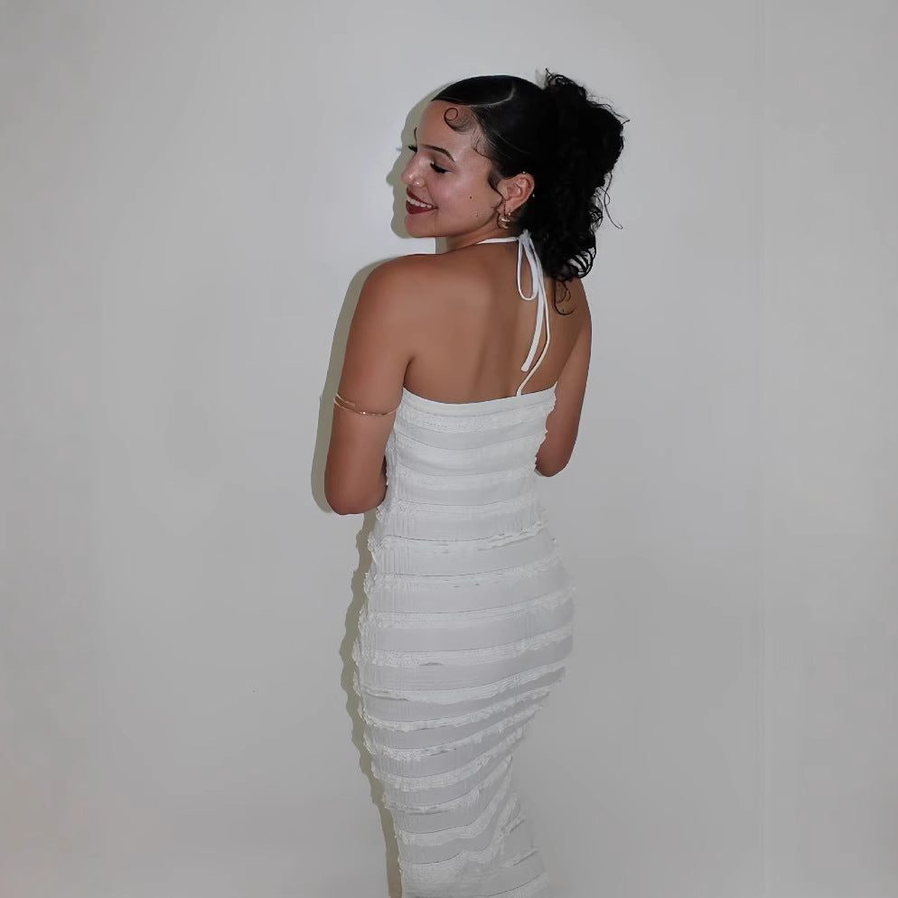 European and american cross-border women's spring  solid color sleeveless camisole sexy backless slim-fit maxi slip dress