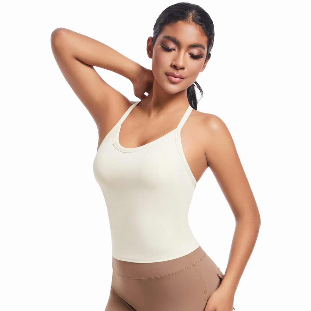 New arrival cross-border double-sided nylon pure color beautiful back cross sports intimates running fitness yoga wear vest tops women