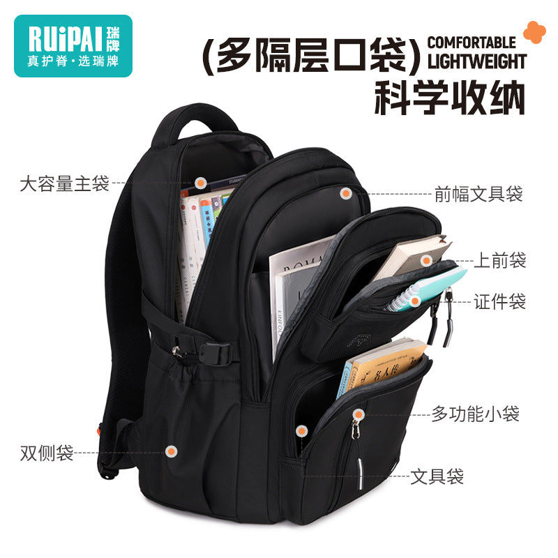 School bag, junior high school student school bag, male burden reduction and spine care, grades 3 to 6, large-capacity backpack, dirt-resistant girls