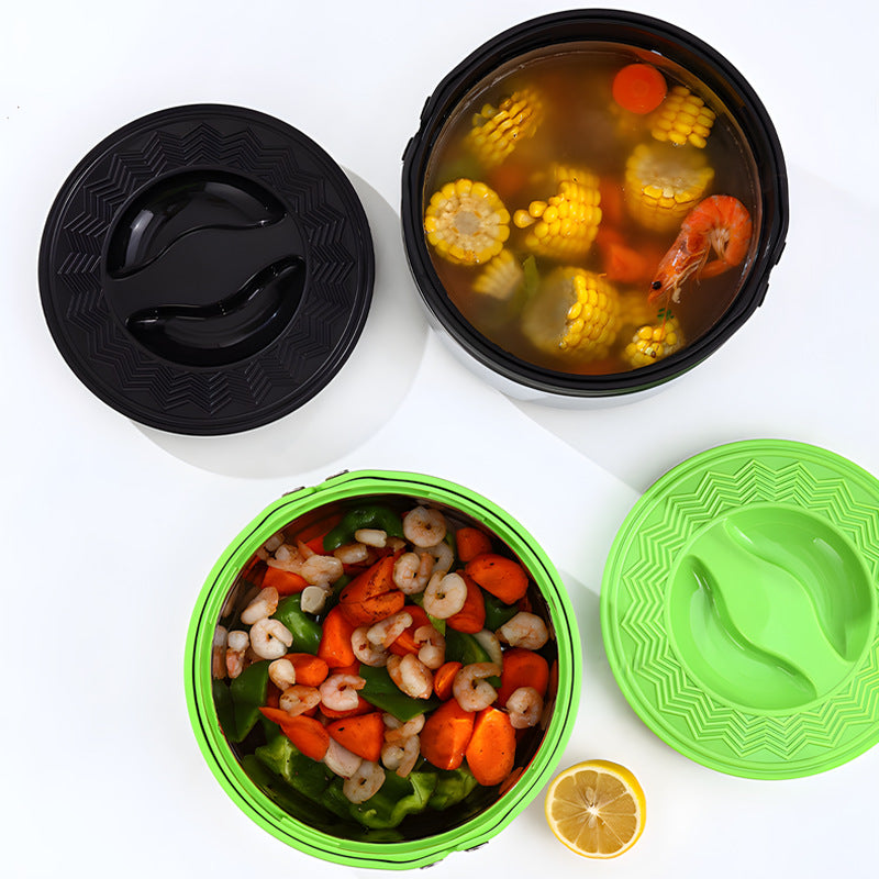 Takeaway insulated rice bucket for office workers with soup and rice portable fresh satchel pot stainless steel three-piece set processing personalized