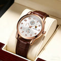 New arrival fully automatic men's fashion quartz watch belt watch middle school business men's watch mencasual chronograph watch