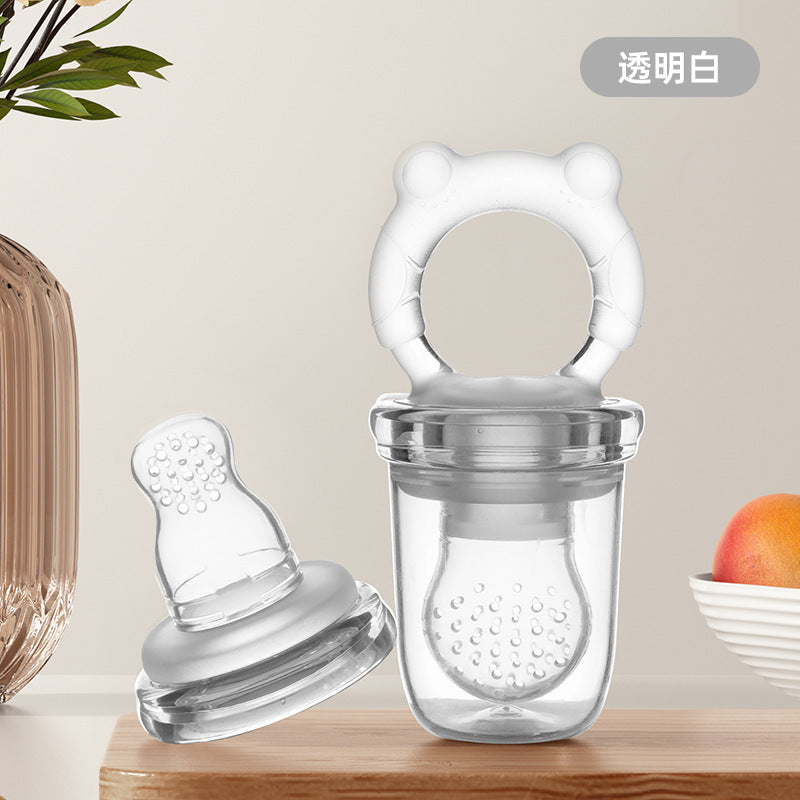 English card biting music fruit food supplement silicone mesh bag pacifier baby feeding tableware tooth glue fruit and vegetable music