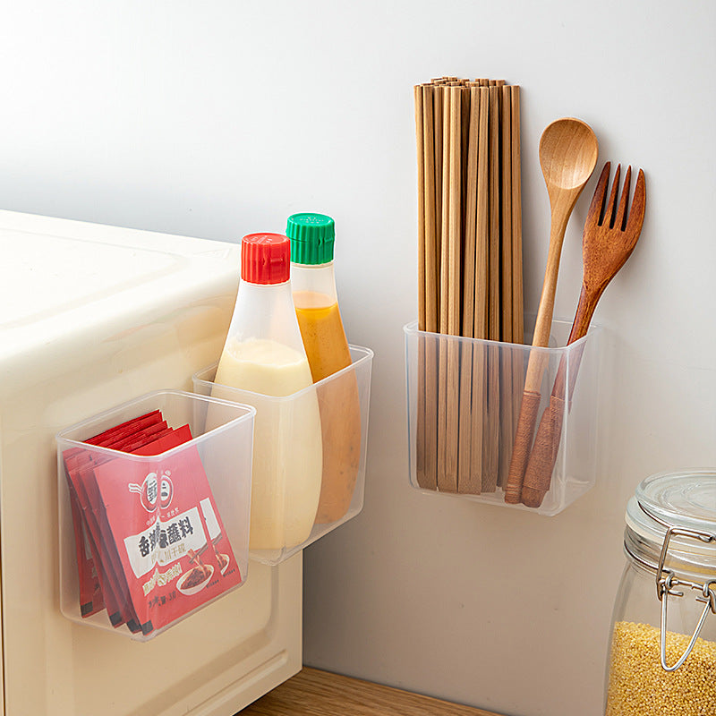 Kitchen, bathroom, desktop sundries, small storage box, transparent plastic, multi-functional non-punching wall-mounted stationery storage box