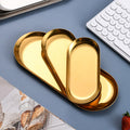 Korean style oval stainless steel hotel retro storage frosted jewelry plate baking pan metal dessert tray snack plate
