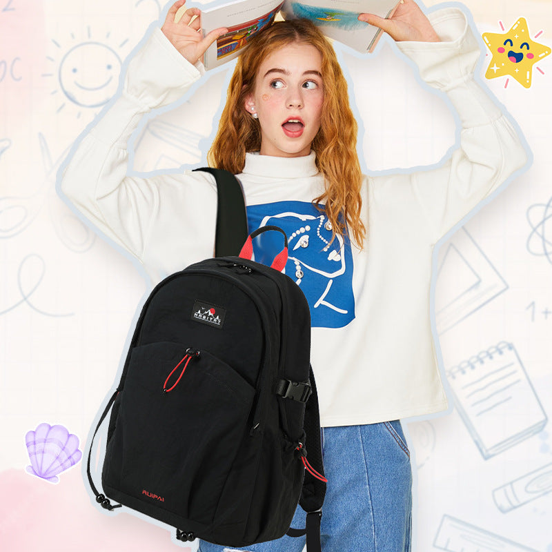 Rui brand backpack, female college student sports travel backpack, large capacity, light and water-proof, junior high school and high school student schoolbag