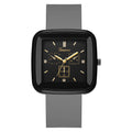 Square fashion autumn/winter niche student watch, minimalist silicone strap, korean style ins women's quartz watch, black