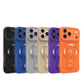 Small tail bracket magnetic suction case suitable for iphone17promax mobile phone case new large window apple 16 anti-fall