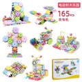 Transforming building blocks: mechanical gear interlocking children's electric track diy educational stem assembly toy - cross-border