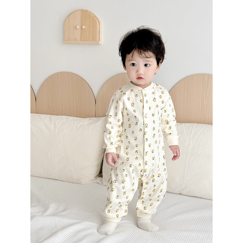 Baby cotton romper - newborn long sleeve bodysuit - autumn baby crawling suit