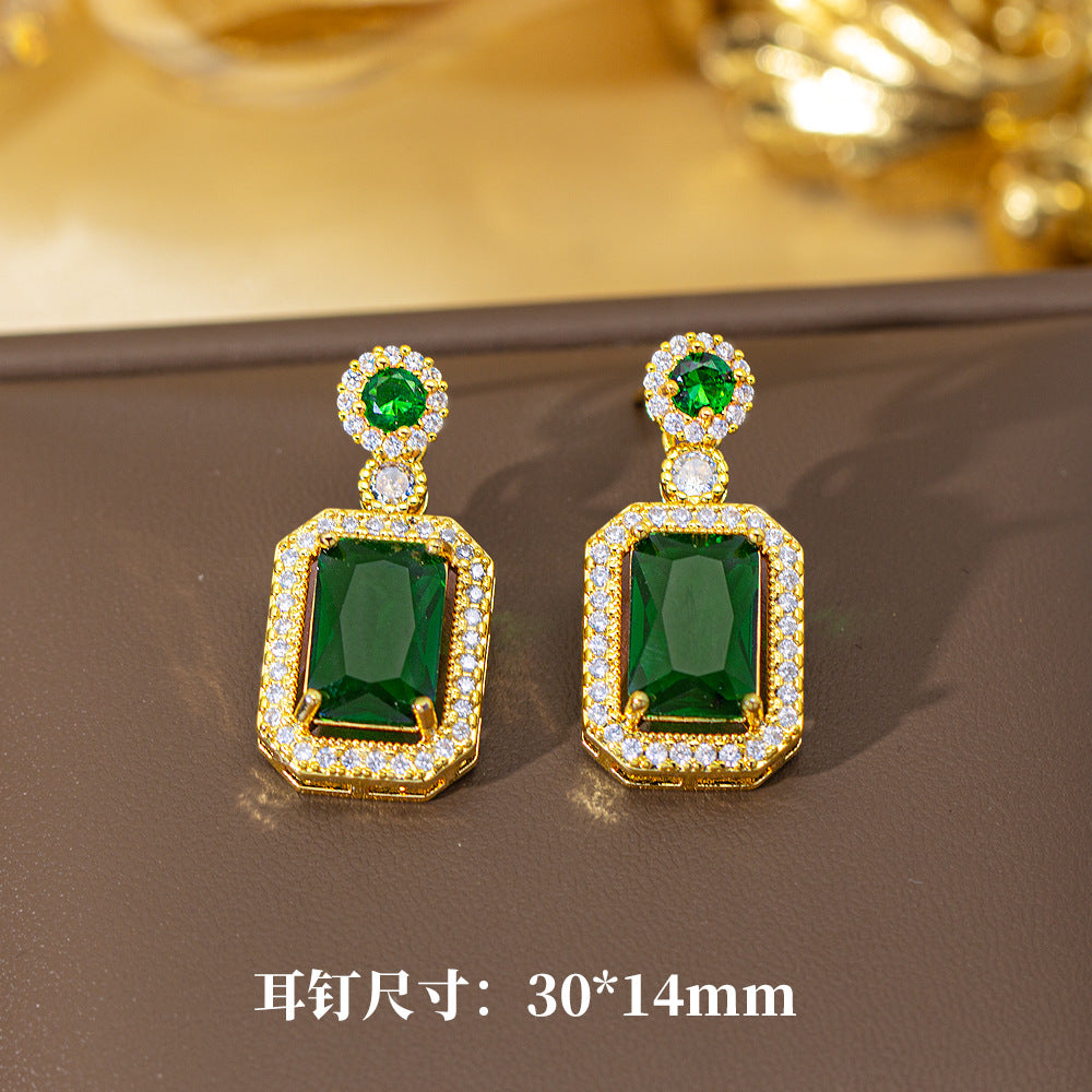 fashion elegant four-leaf clover earrings personalized zircon flower classy earrings niche styleaccessible luxurynew arrival earrings