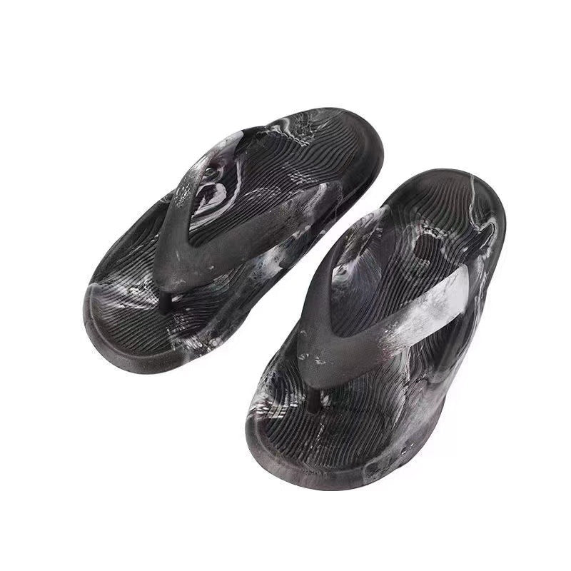 Men's fashion flip-flops: trendy, thick-soled, non-slip slippers for home and outdoor use - soft sole beach flip-flops for men and women