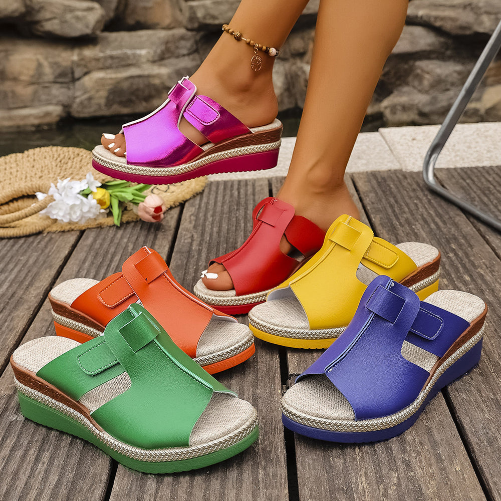 Southeast asia cross-border plus size velcrothick sole sandals women's export one-toe open toe lightweight beach sandals