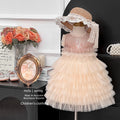 Girls' summer dress  new style sleeveless tank dress soft tulle sequin heavily embellished little girl's cake dress