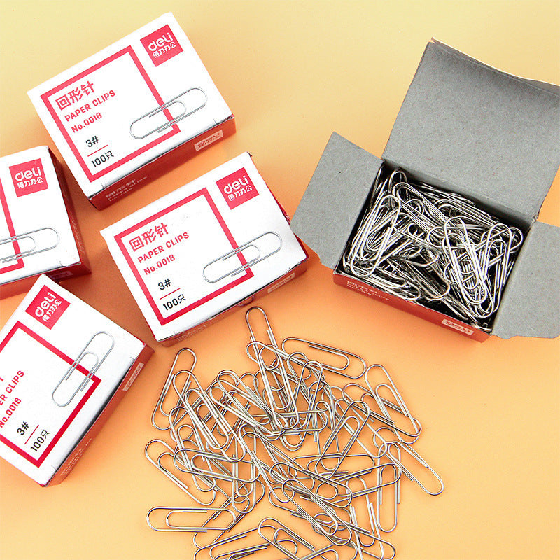 Deli 0018 Paper clip Metal paper clip Curved needle Financial binding supplies U-shaped return type needle Scroll needle