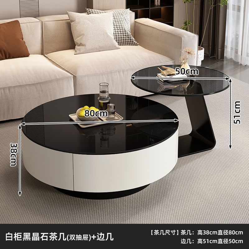Italian solid wood coffee table living room glass modern round for homeaccessible luxury tea table casualnormcoreclassy side table combination