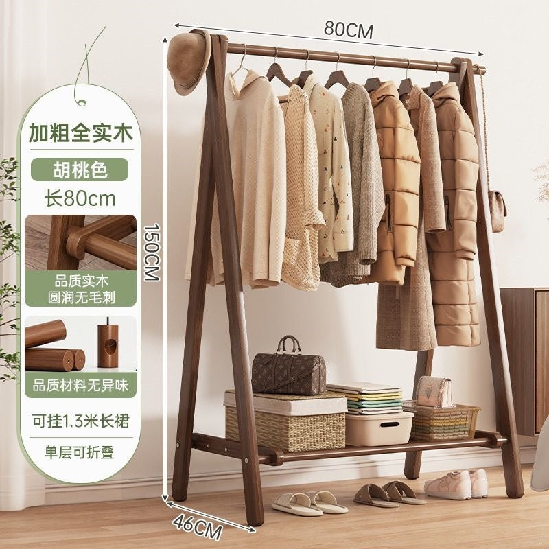 Foldable solid wood clothes rack - freestanding wardrobe for bedroom, living room, and home use - clothes storage, coat rack, and drying rack for rooms