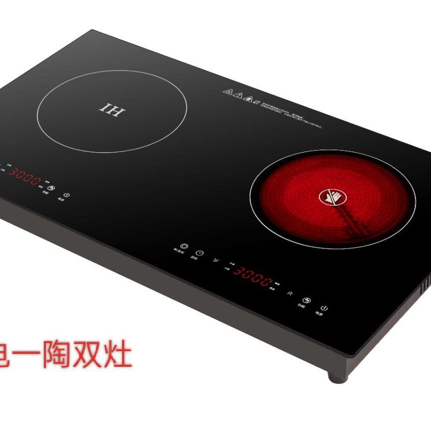 Two-head double electric ceramic stove can be used as induction cooker embedded desktop for home commercial electric stove hot pot glass microcrystalline