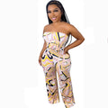 European and american cross-border women's fashion:  new sexy printed off-the-shoulder wide-leg jumpsuit