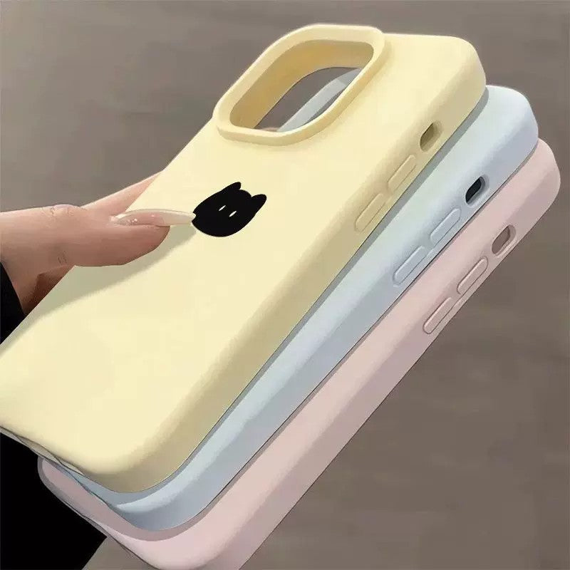 Cute minimalist little black cat head suitable for iphone 17 mobile phone case fresh and gentle style apple 18 protective cover 13